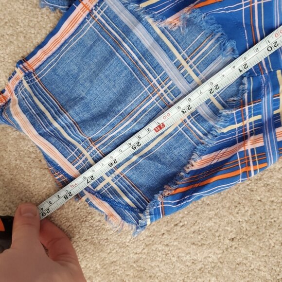 Revolve Velvet Heart Plaid Raw Hem Boho Cowgirl Western Button Up Shirt M - Picture 5 of 7